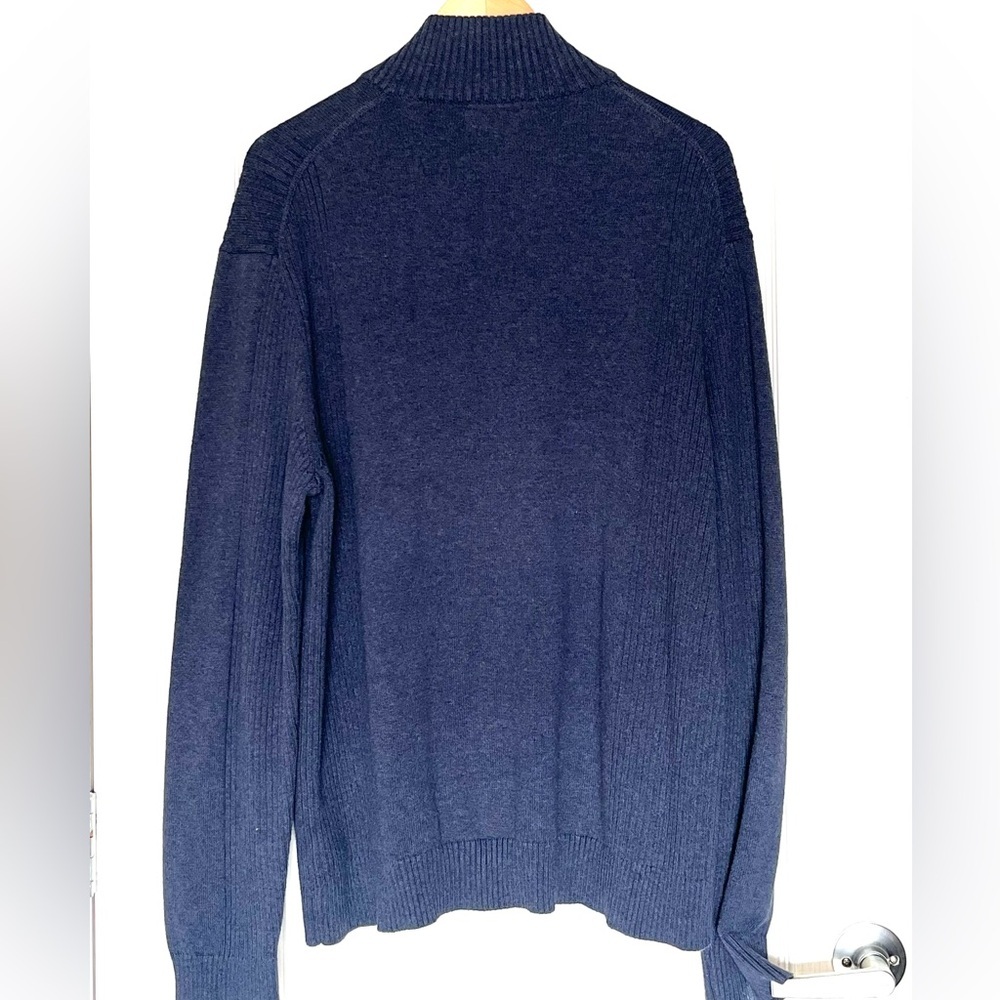 Calvin Klein Men's Blue 100% Cotton 1/4 Zip Pullover Sweater XL Mock Neck Preppy - Picture 4 of 12